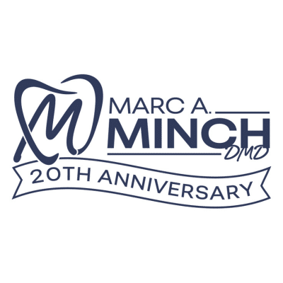 Marc a. Minch, dmd 20th anniversary logo, celebrating 20 years of dental excellence